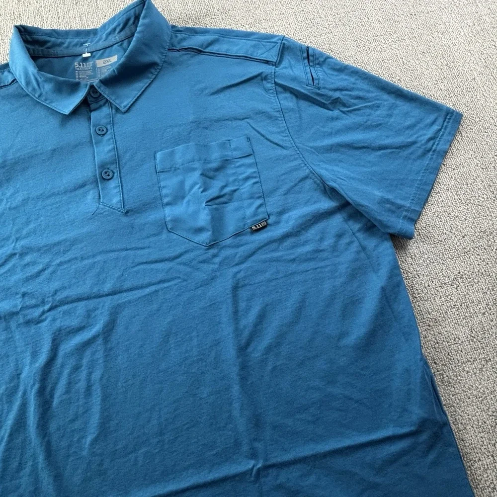 5.11 Tactical Polo Shirt Adult 2XL XXL Blue Short Sleeve Active Casual Men's